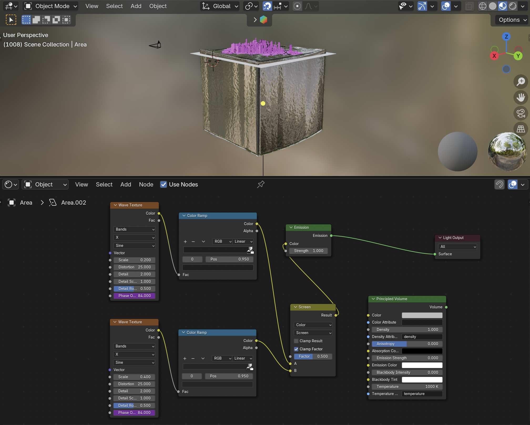 Caustics shader node graph